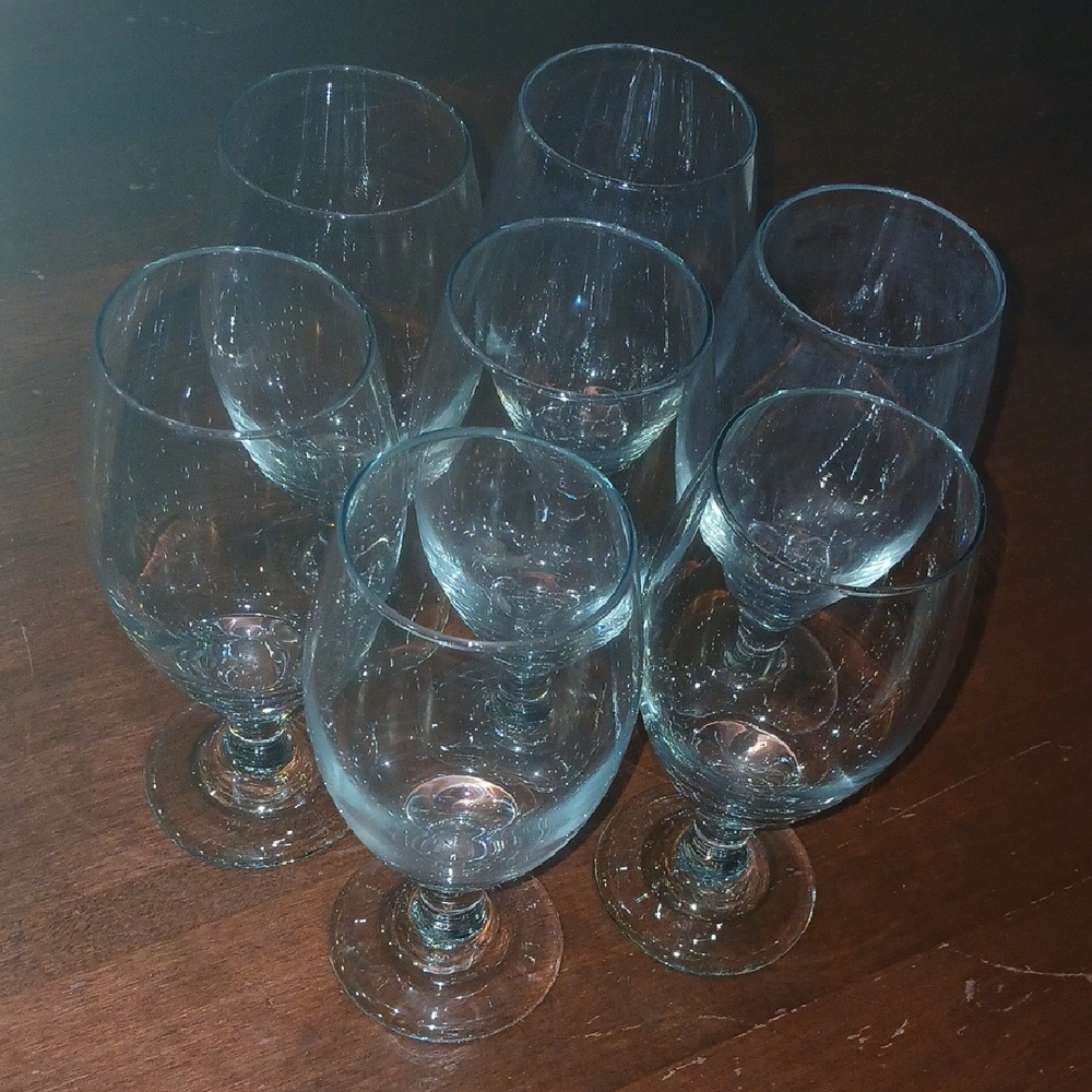 Clear Glass Goblet Set - 7-Piece Stemmed Drinking Glasses